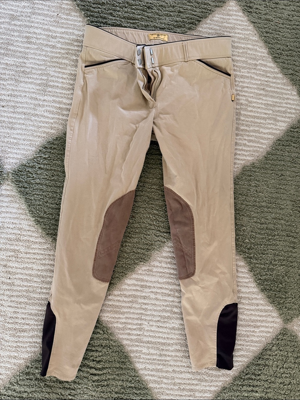 Beige Riding Breeches Leggings with Knee Patches
